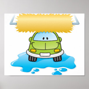 Funny Car In A Car Wash Poster