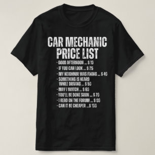 Funny Car Mechanic Price List T-Shirt