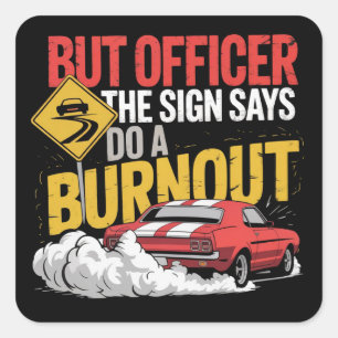 Funny Car Racing Burnout Drag Racing Muscle Car  Square Sticker