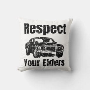Funny Car - Vintage Respect Your Elders Classic Mu Cushion