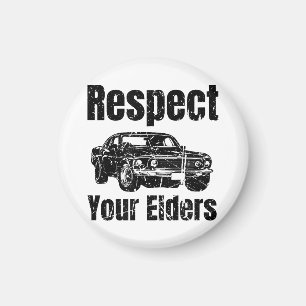 Funny Car - Vintage Respect Your Elders Classic Mu Magnet