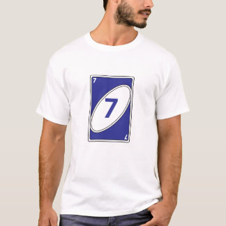 Funny Card Game T-Shirt | Blue Number 7 Card