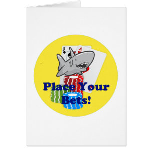 Funny Card Shark Gambling Cartoon with Poker Chips