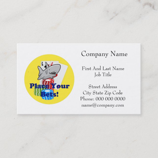 Funny Card Shark Gambling Cartoon with Poker Chips (Front)