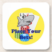 Funny Card Shark Gambling Cartoon with Poker Chips