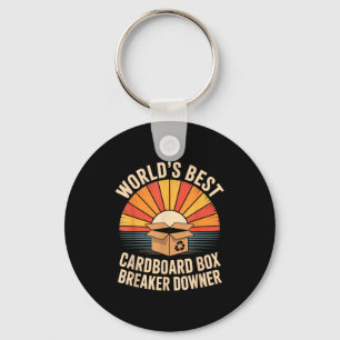 Funny Cardboard Box Breaker Downer Sarcastic Recyc Key Ring