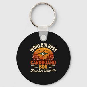 Funny Cardboard Box Breaker Downer Sarcastic Retro Key Ring