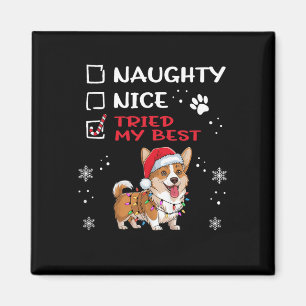Funny Cardigan Welsh Corgi Dog Christmas Naughty N Magnet