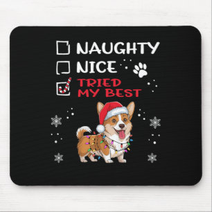 Funny Cardigan Welsh Corgi Dog Christmas Naughty N Mouse Pad