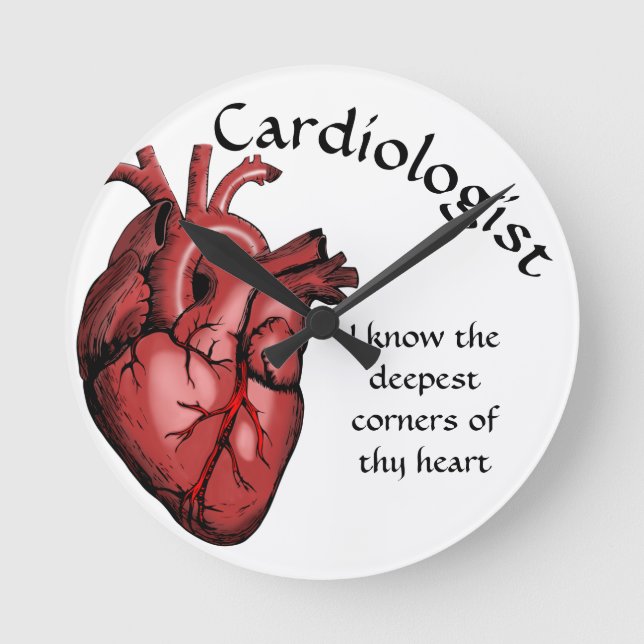 funny cardiologist heart medical physician  round clock (Front)