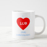 Funny Cardiologists Lub Dub Beating Heart Sounds Large Coffee Mug<br><div class="desc">Funny Cardiologists Lub Dub Beating Heart Sounds Giant Coffee Mug features the sound familiar to every doctor and medical student. Cute mug says, "I LUB (dub) Cardiology!" Perfect for anyone who works for a Cardiologist... such as nurses, cardio techs, medical receptionists, ..or who's dating or is married to a heart...</div>