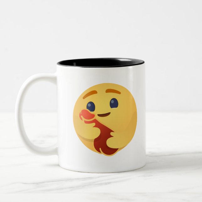Funny Care Emojis Facebook Two-Tone Coffee Mug (Left)
