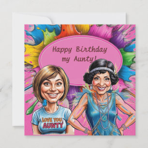 Funny Caricature Aunty and Niece Splash Card