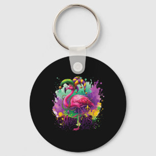 Funny Carnival Party Flamingo Mardi Gras  Key Ring