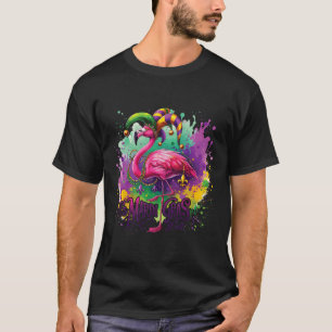 Funny Carnival Party Flamingo Mardi Gras  T-Shirt