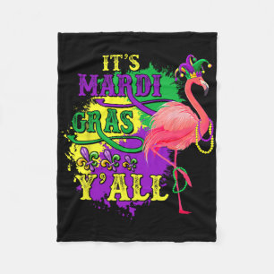 Funny Carnival Party Gift Idea Flamingo Mardi Gras Fleece Blanket