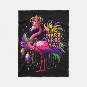 Funny Carnival Party Gift Idea Flamingo Mardi Gras Fleece Blanket