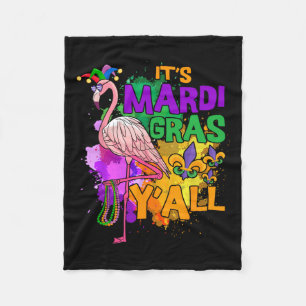 Funny Carnival Party Gift Idea Flamingo Mardi Gras Fleece Blanket