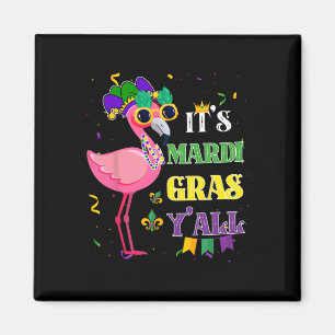 Funny Carnival Party Gift Idea Flamingo Mardi Gras Magnet