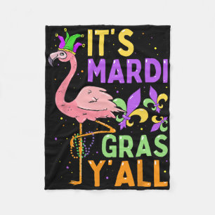 Funny Carnival Party Idea Flamingo Mardi Gras Fleece Blanket