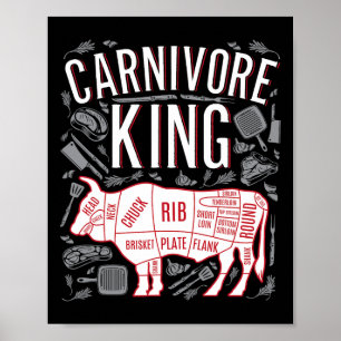 Funny Carnivore King Meat Lover Gift For Dads Who  Poster