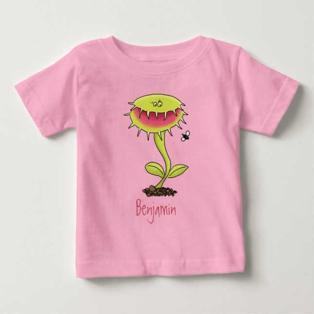 Funny carnivorous Venus fly trap plant cartoon Baby T-Shirt (Front)