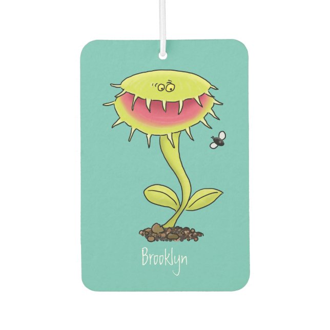 Funny carnivorous Venus fly trap plant cartoon  Car Air Freshener (Front)