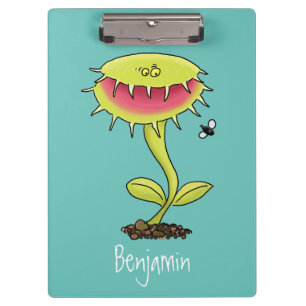 Funny carnivorous Venus fly trap plant cartoon Clipboard