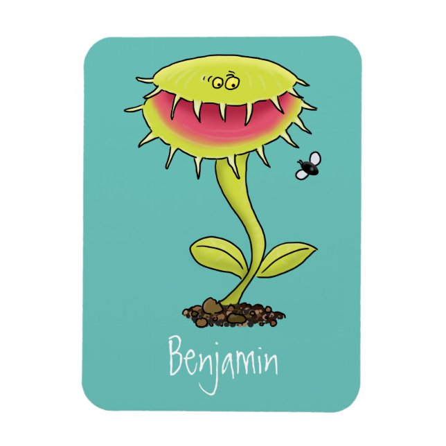 Funny carnivorous Venus fly trap plant cartoon Magnet (Vertical)