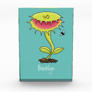 Funny carnivorous Venus fly trap plant cartoon Photo Block