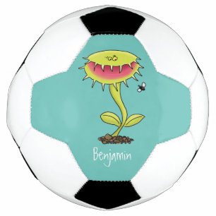 Funny carnivorous Venus fly trap plant cartoon Soccer Ball