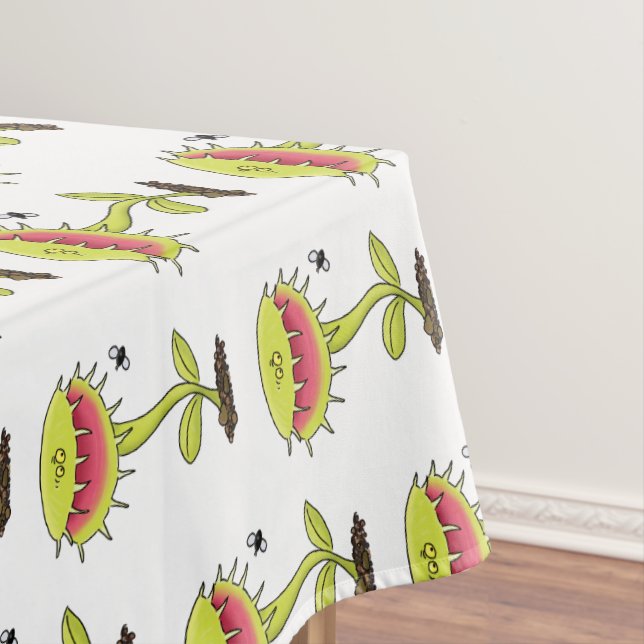 Funny carnivorous Venus fly trap plant cartoon Tablecloth (In Situ)