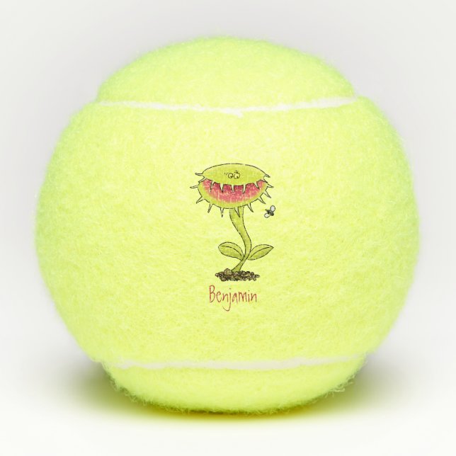 Funny carnivorous Venus fly trap plant cartoon Tennis Balls (Front)