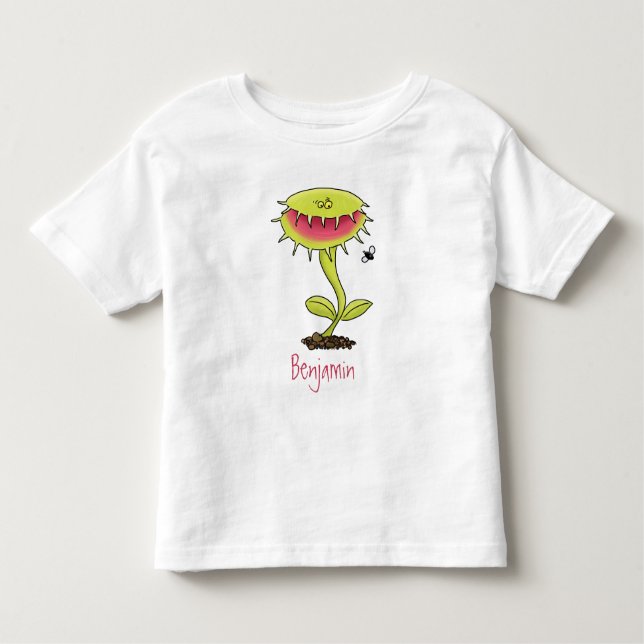 Funny carnivorous Venus fly trap plant cartoon Toddler T-Shirt (Front)