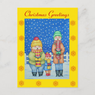 funny carol singers in the snow christmas design holiday postcard