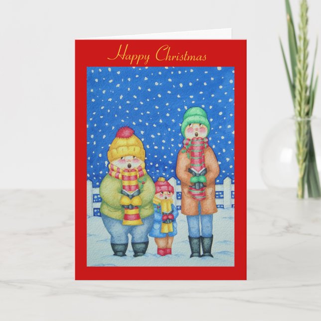 funny carol singers in the snow christmas holiday card (Front)