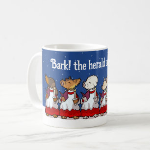 Funny Carol Singing Dogs Christmas Pug Pomeranian Coffee Mug
