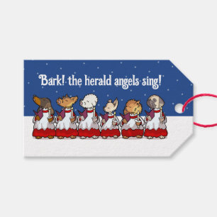 Funny Carol Singing Dogs Christmas Pug Pomeranian Gift Tags