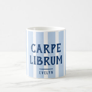 Funny Carpe Librum Saying Librarian's Striped Coffee Mug