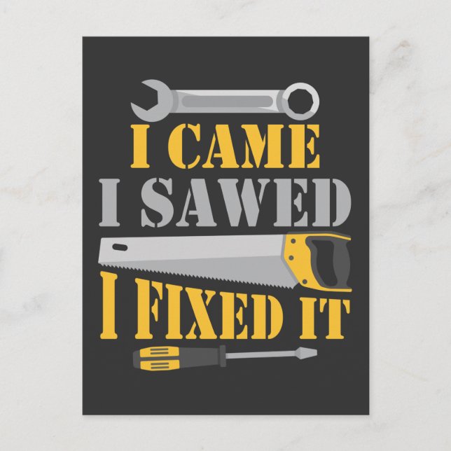 Funny Carpenter Saw Handyman Workshop Tools Postcard (Front)