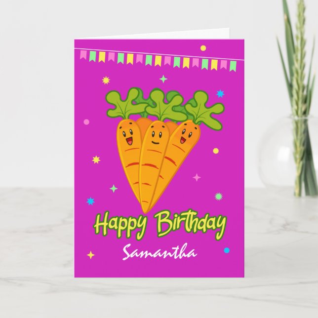Funny Carrot, Happy Birthday,   Card (Front)