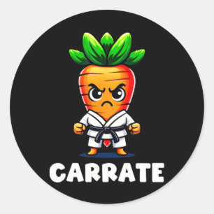 Funny Carrot In Karate Gi Carrate Black Belt Marti Classic Round Sticker