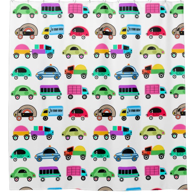 Funny cars shower curtain (Front)