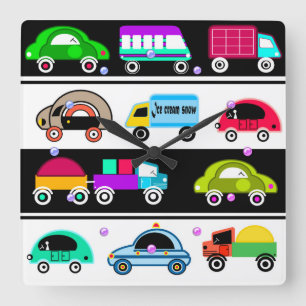 Funny cars square wall clock