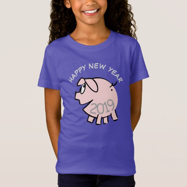 Funny Cartoon 3 Pig Year 2019 Girl T-shirt (Front)