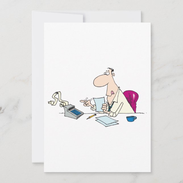 Funny Cartoon Accountant Office Humour  Invitation (Front)