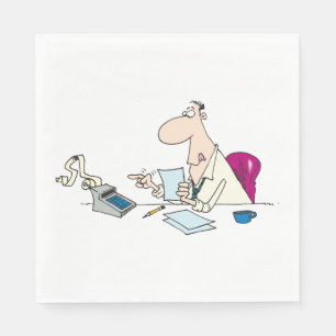 Funny Cartoon Accountant Office Humour Napkin