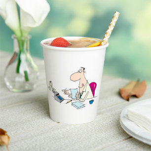 Funny Cartoon Accountant Office Humour Paper Cups