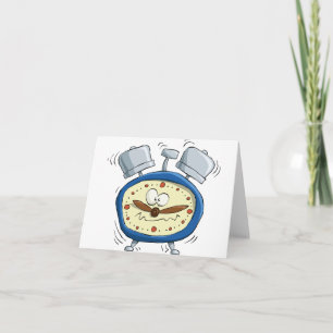 Funny Cartoon Alarm Clock Quirky Waking Up Card