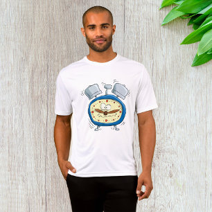 Funny Cartoon Alarm Clock Quirky Waking Up T-Shirt